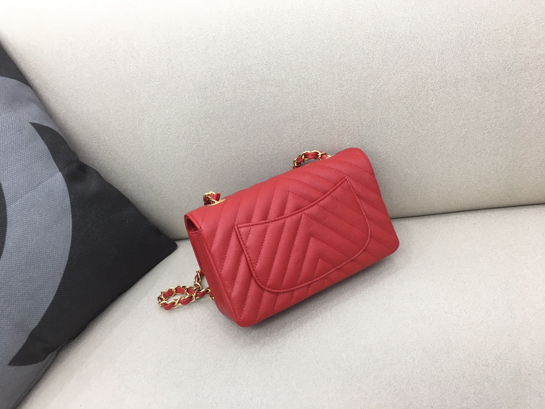 Small Classic Flap Caviar Bag A01116 Red/Gold